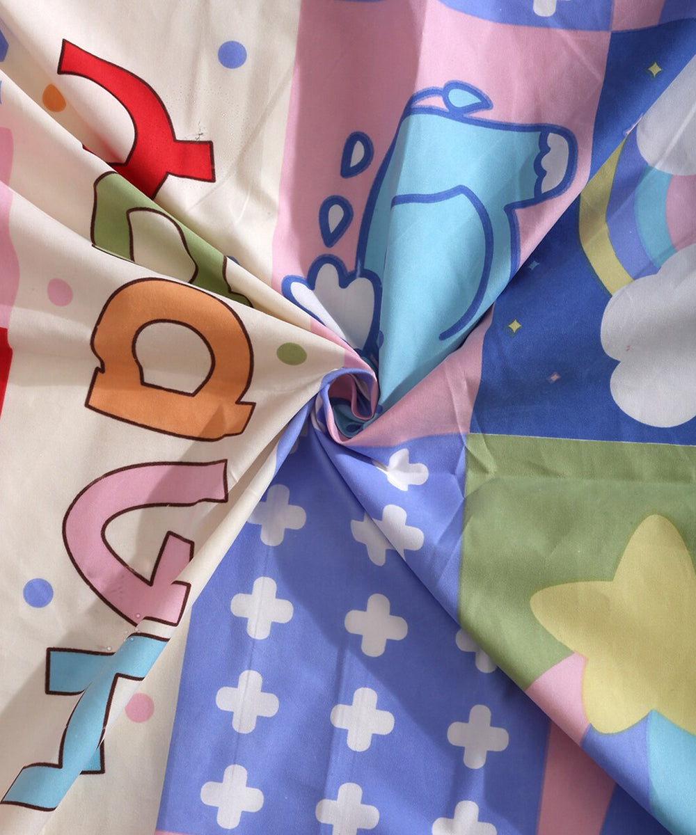 Cute Kids Flat Double Bedsheet With 2 Pillow Cover