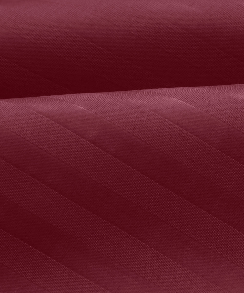 Maroon Satin Stripe Flat Double Bedsheet With 2 Pillow Covers