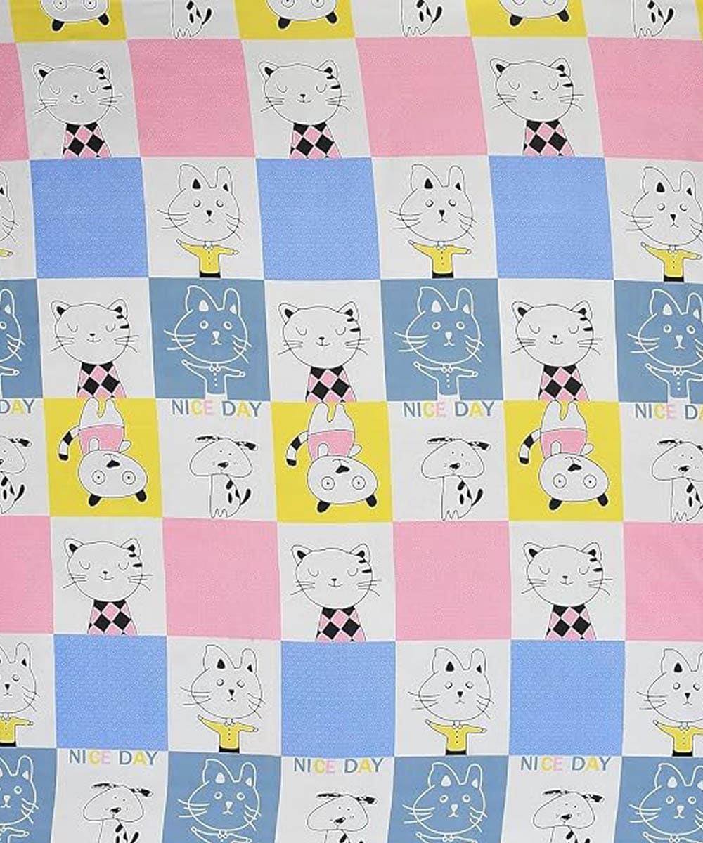 Furry Playmates Kids Flat Double Bedsheet With 2 Pillow Cover