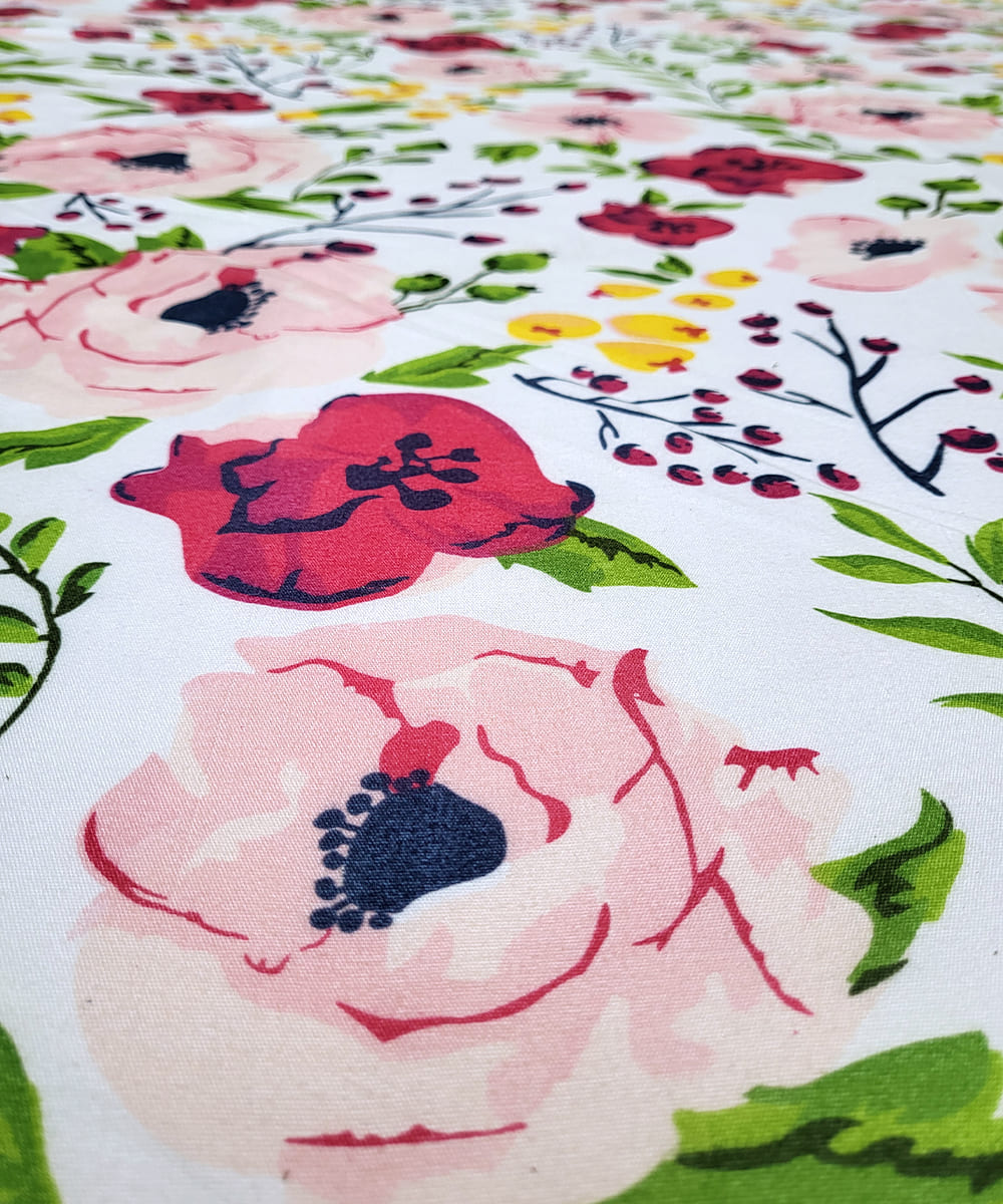Multi Color Floral Flat Double Bedsheet With 2 Pillow Covers