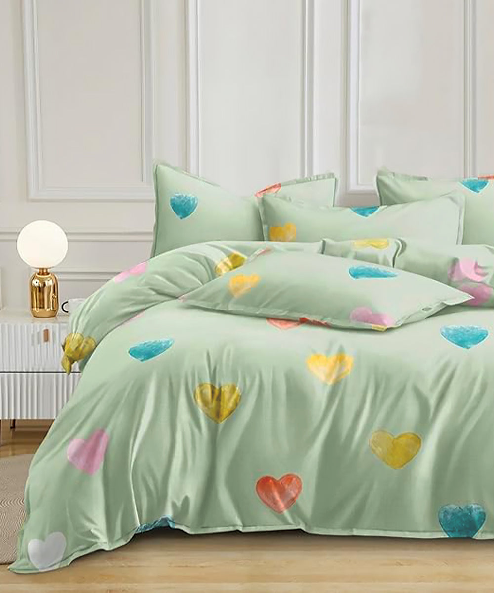 Valentine's Glow Flat Double Bedsheet With 2 Pillow Covers
