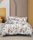 Ivory Floral Symphony Flat King Bedsheet With 2 Pillow Covers