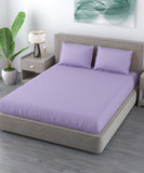 Lavender Satin Stripe Flat King Bedsheet With 2 Pillow Covers