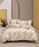 Cream Floral  Flat King Bedsheet With 2 Pillow Covers