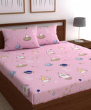Pink Kids Flat King Bedsheet With 2 Pillow Covers