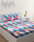 Multicoloured Squares Flat King Bedsheet with 2 Pillow Covers