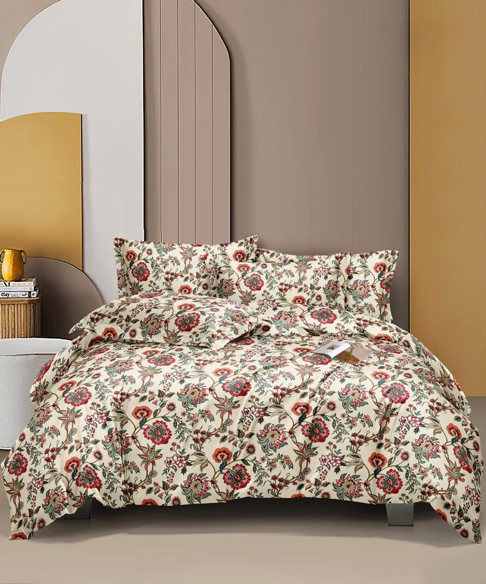 Floral Grace Flat King Bedsheet With 2 Pillow Covers