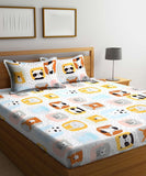 Cuddly Critters Kids Flat Double Bedsheet with 2 Pillow Covers