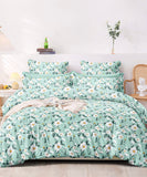 Green Blossom Flat Double Bedsheet With 2 Pillow Cover