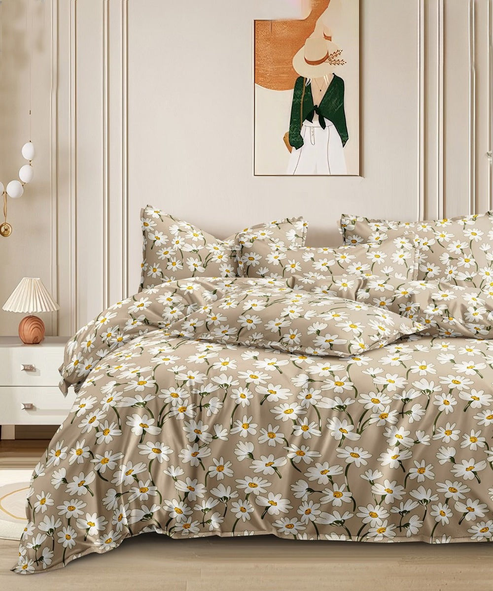Daisy Charm Flat King Bedsheet With 2 Pillow Covers