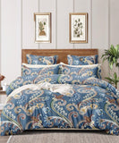 Blue Blossom Flat Double Bedsheet With 2 Pillow Cover