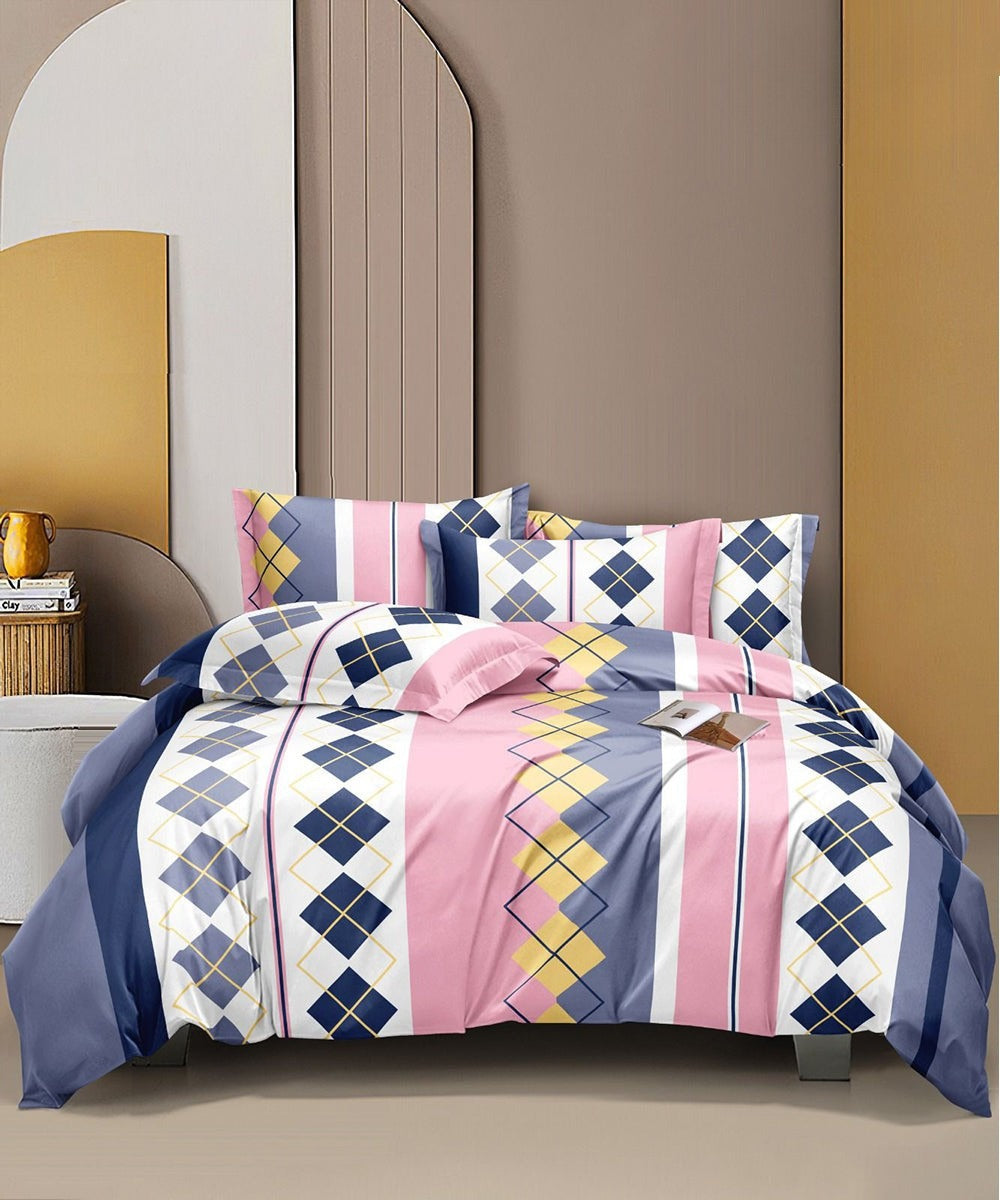 Blush Diamond Parade Flat King Bedsheet With 2 Pillow Covers