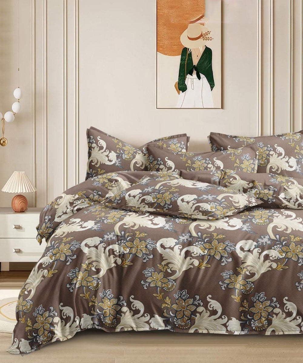 Swirl Floral Flat King Bedsheet With 2 Pillow Covers