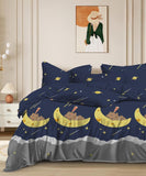 Moonlit Teddies Kids Flat Double Bedsheet With 2 Pillow Cover