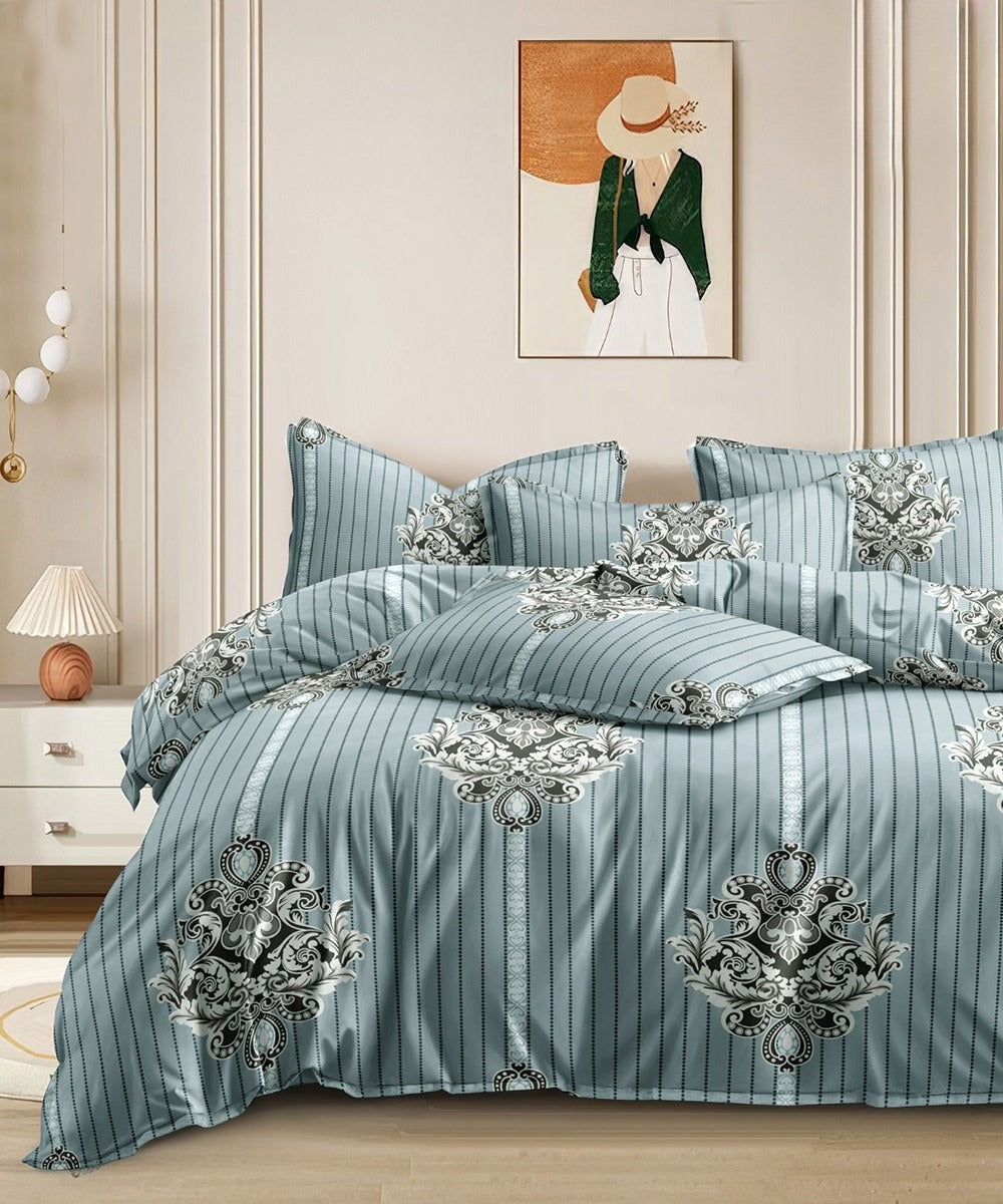 Classic Striped Majesty Flat Double Bedsheet With 2 Pillow Covers