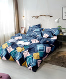 Chroma Grid Flat King Bedsheet With 2 Pillow Covers