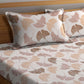 Off White Leaves Flat Double Bedsheet With 2 Pillow Cover