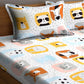 Cuddly Critters Kids Flat Double Bedsheet with 2 Pillow Covers