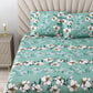Green Floral Flat Double  Bedsheet with 2 Pillow Covers
