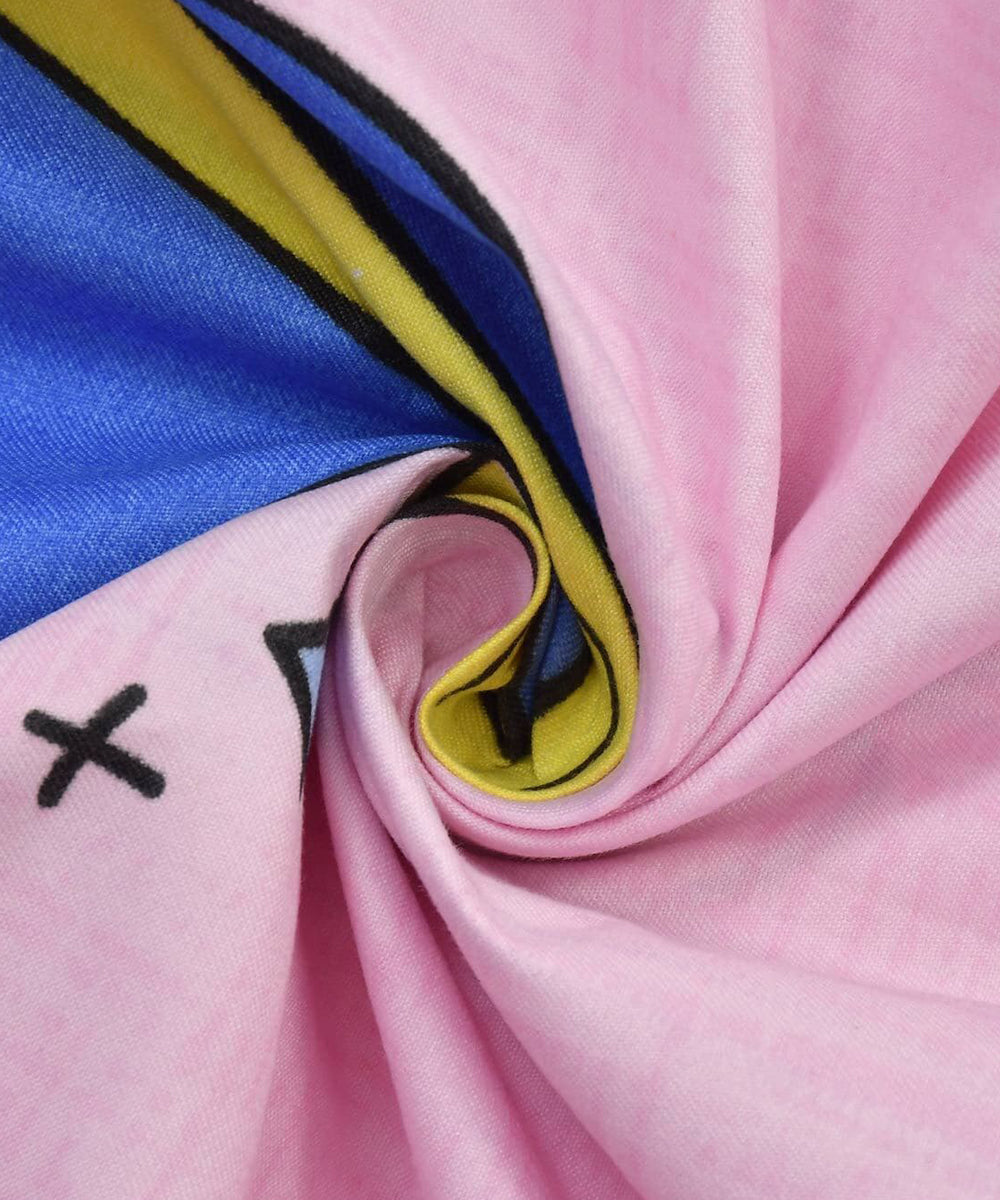 Pink Kids Flat Double Bedsheet With 2 Pillow Covers