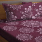 Wine Floral Flat Double Bedsheet With 2 Pillow Covers