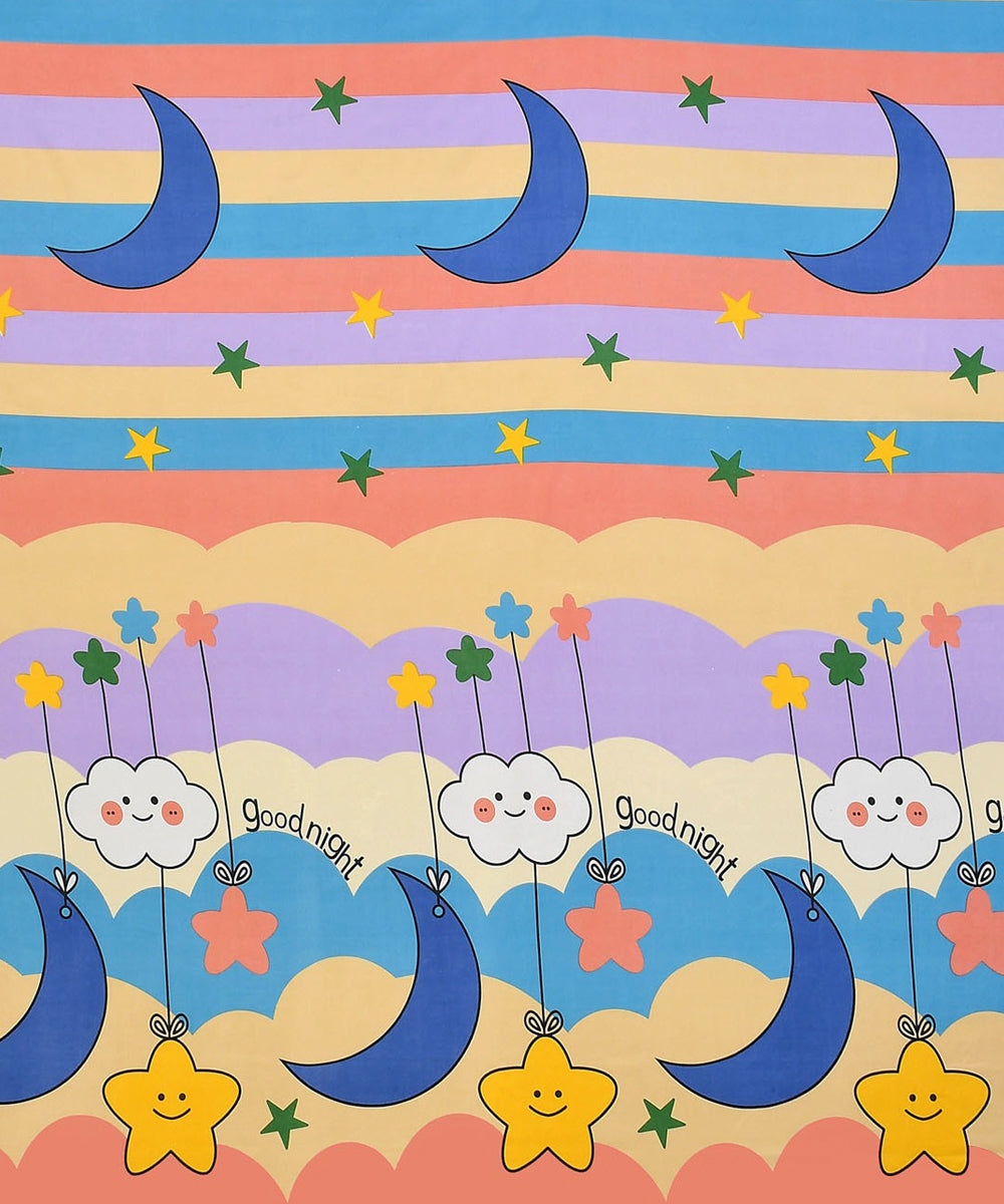 Dreamy Starry Night Kids Flat Double Bedsheet with 2 Pillow Covers