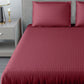 Maroon Satin Stripe Flat Double Bedsheet With 2 Pillow Covers