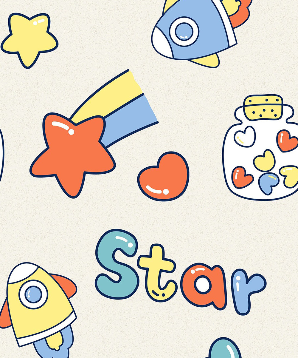 Star Kids Flat Double Bedsheet With 2 Pillow Cover