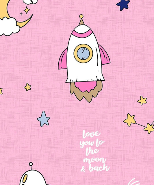 Pink Kids Flat Double Bedsheet With 2 Pillow Covers