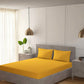 Yellow Satin Stripe Flat Double Bedsheet With 2 Pillow Covers