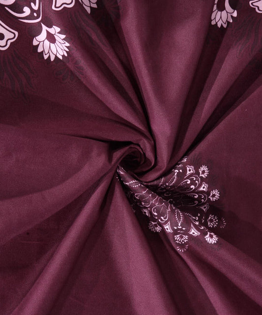Wine Floral Flat Double Bedsheet With 2 Pillow Covers