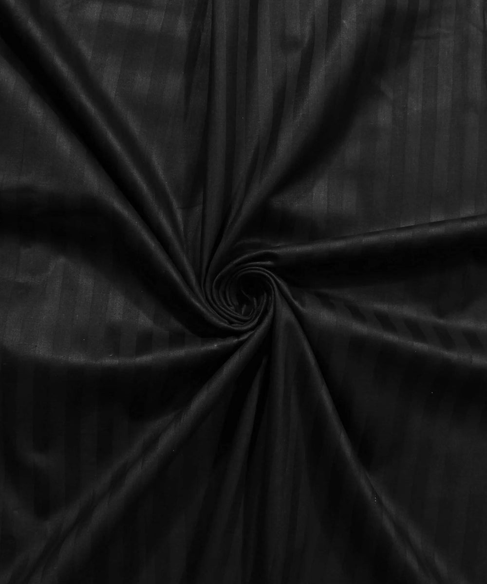 Charcoal Satin Stripe Flat Double Bedsheet with 2 Pillow Covers