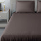 Brown Satin Stripe Double Bed With 2 Pillow Covers