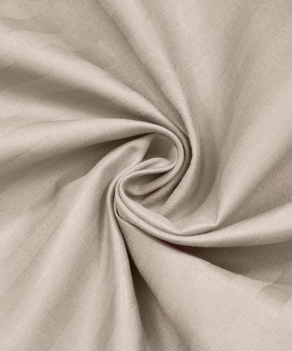 Beige Satin Stripe Flat Double Bedsheet With 2 Pillow Covers