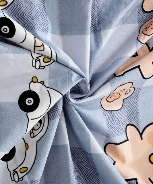 Cute Kids Flat Double Bedsheet With 2 Pillow Cover