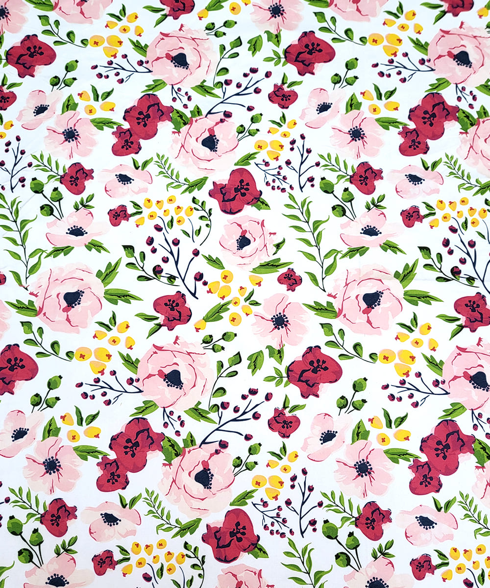 Multi Color Floral Flat Double Bedsheet With 2 Pillow Covers