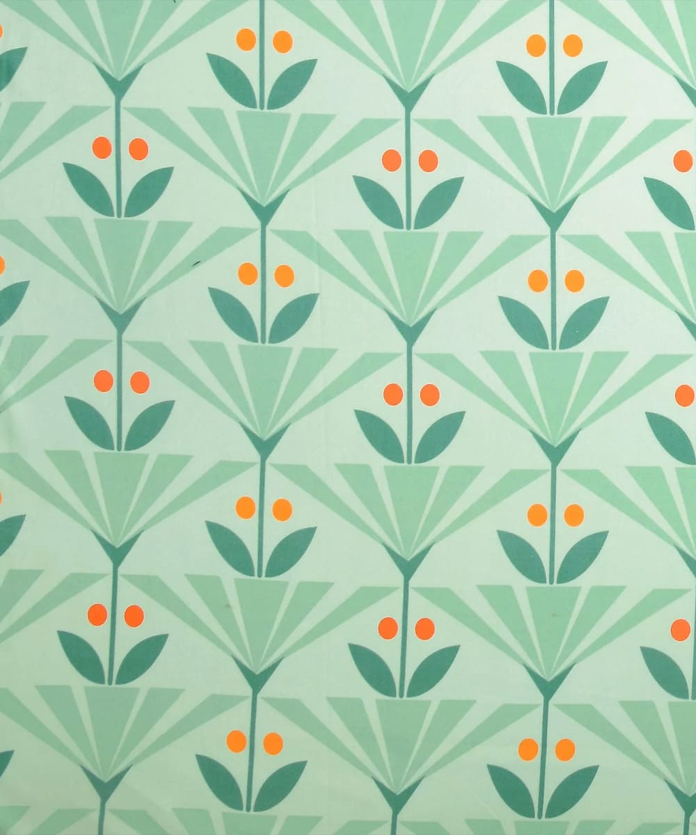 Green Floral Double Bedsheet With 2 Pillow Cover