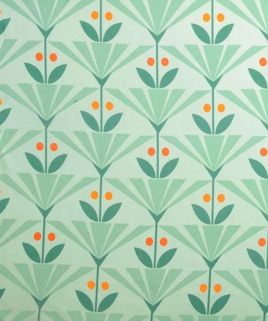 Green Floral Double Bedsheet With 2 Pillow Cover