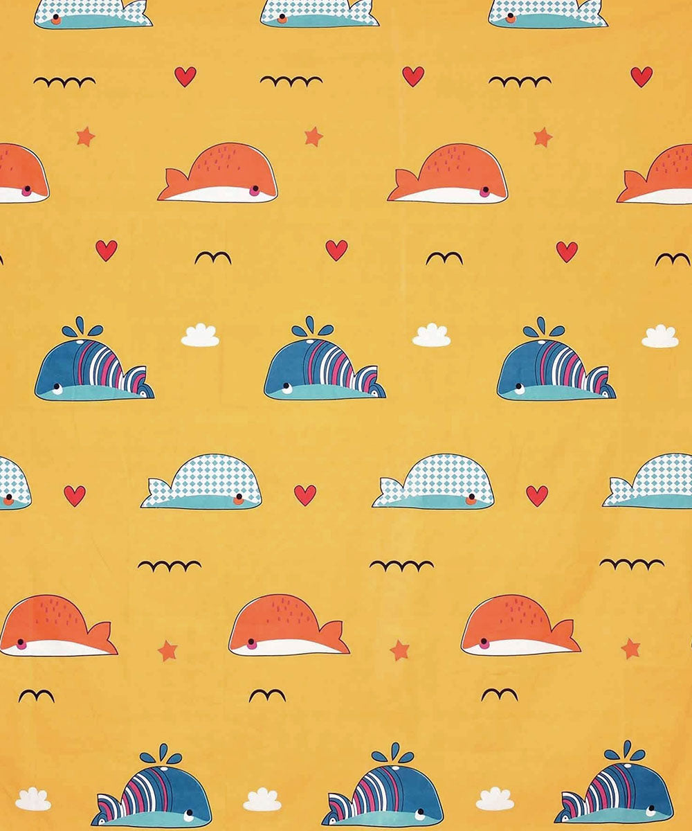 Little Ocean Buddies Kids Flat Double Bedsheet With 2 Pillow Cover