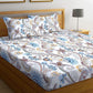 Cream Blossom Flat Double Bedsheet With 2 Pillow Cover