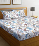 Cream Blossom Flat Double Bedsheet With 2 Pillow Cover