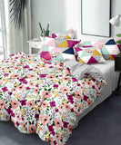 Multi Color Floral Flat Double Bedsheet With 2 Pillow Covers