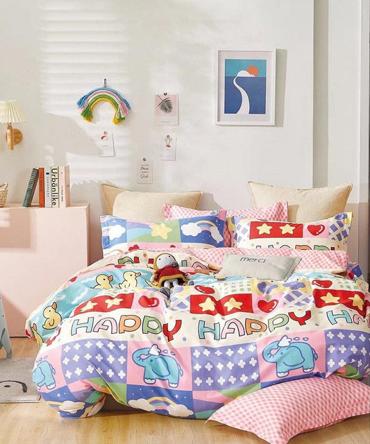 Cute Kids Flat Double Bedsheet With 2 Pillow Cover