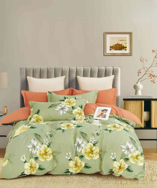 Green Whisper Flat Double Bedsheet With 2 Pillow Covers