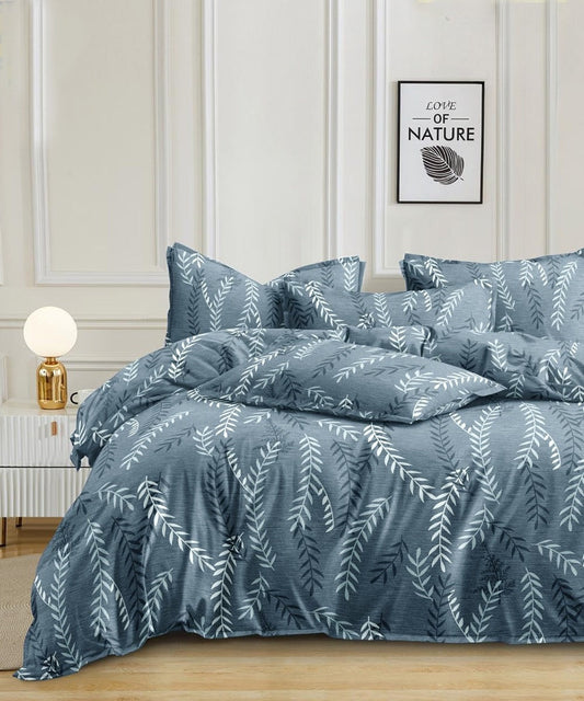 Leaves Pattern Flat King Bedsheet With 2 Pillow Covers