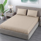 Beige Satin Stripe Flat Double Bedsheet With 2 Pillow Covers