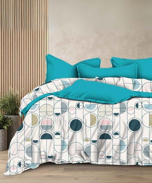 Modern Rounds Flat Double Bedsheet With 2 Pillow Covers