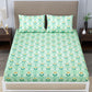 Green Floral Double Bedsheet With 2 Pillow Cover