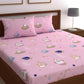 Pink Kids Flat Double Bedsheet With 2 Pillow Covers