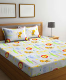 Jungle Safari Kids Flat Double Bedsheet with 2 Pillow Covers